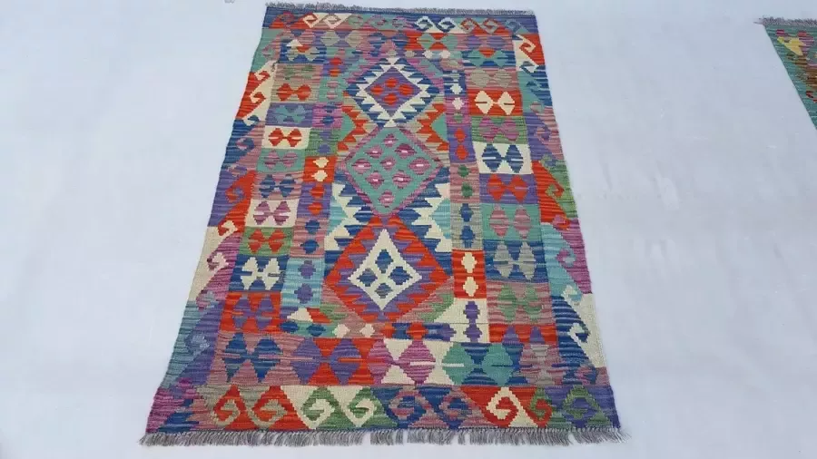 Zargar Rugs Kelim vloerkleed 102x162 Kelim tapijt Oosters vloerkleed 100% wol Handgeweven