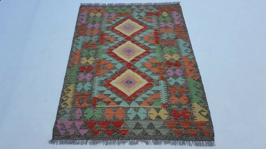 Zargar Rugs Kelim vloerkleed 103x138 Kelim tapijt Oosters vloerkleed 100% wol Handgeweven