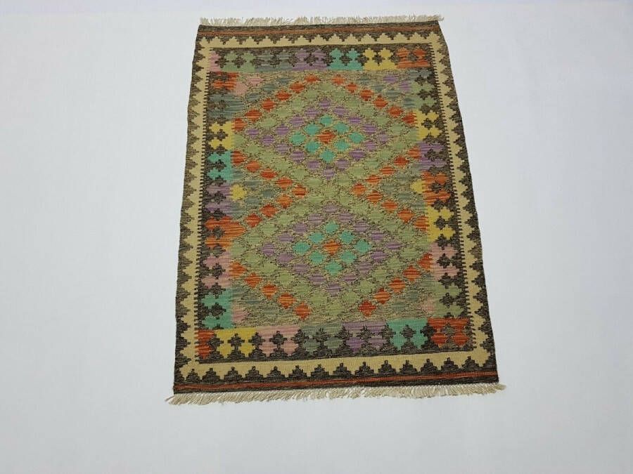 Zargar Rugs Kelim vloerkleed 104x144 Kelim tapijt Oosters vloerkleed 100% wol Handgeweven