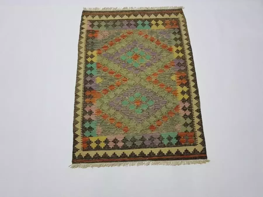 Zargar Rugs Kelim vloerkleed 104x144 Kelim tapijt Oosters vloerkleed 100% wol Handgeweven