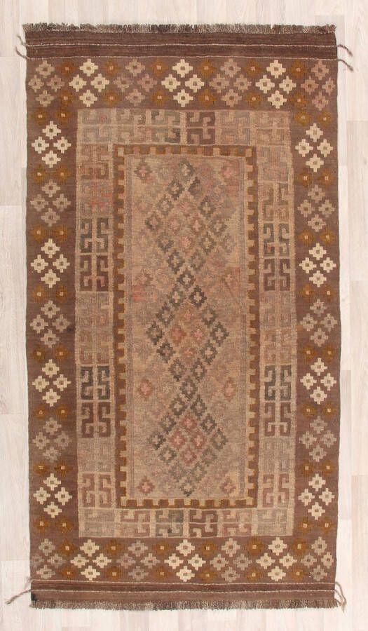 Zargar Rugs Kelim vloerkleed 104x193 Kelim tapijt Oosters vloerkleed 100% wol Handgeweven