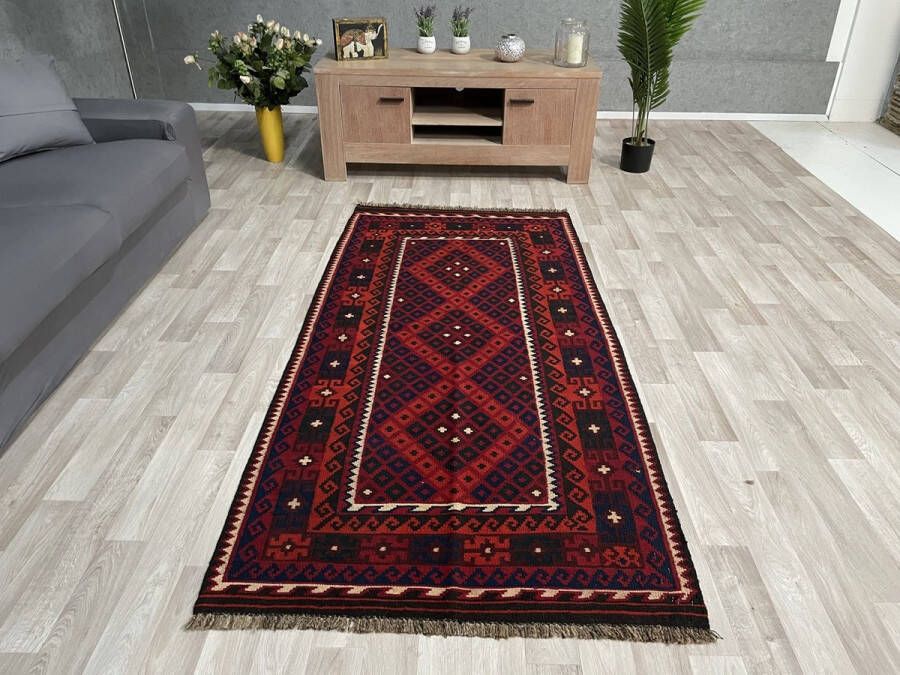 Zargar Rugs Kelim vloerkleed 104x217 Kelim tapijt Oosters vloerkleed 100% wol Handgeweven