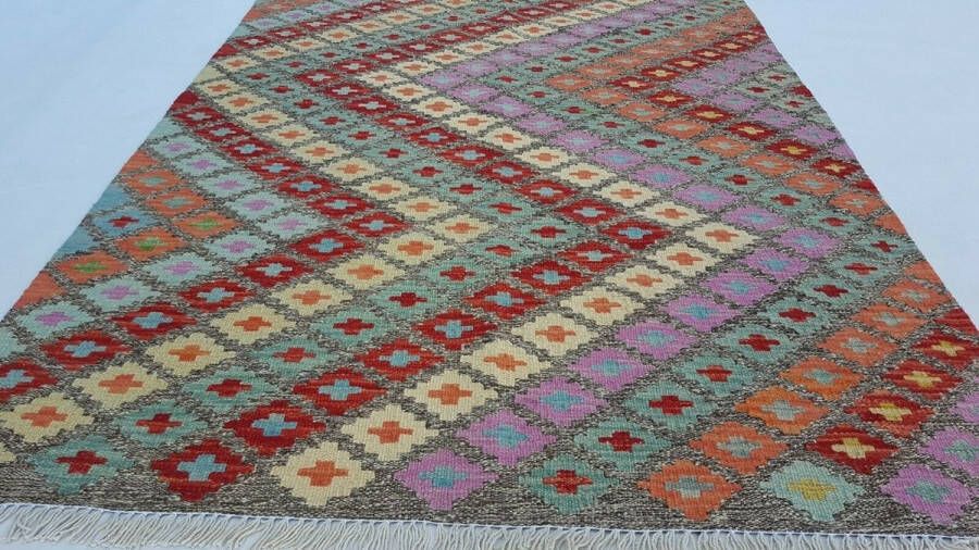 Zargar Rugs Kelim vloerkleed 105x149 Kelim tapijt Oosters vloerkleed 100% wol Handgeweven