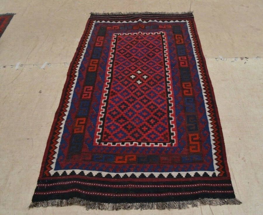 Zargar Rugs Kelim vloerkleed 108x192 Kelim tapijt Oosters vloerkleed 100% wol Handgeweven