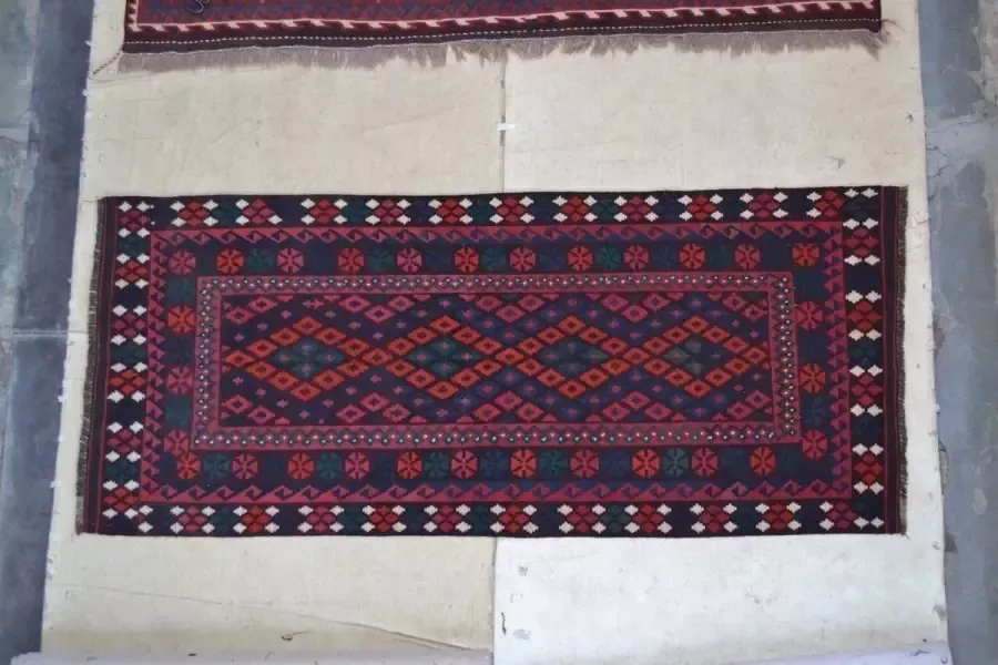 Zargar Rugs Kelim vloerkleed 109x250 Kelim tapijt Oosters vloerkleed 100% wol Handgeweven