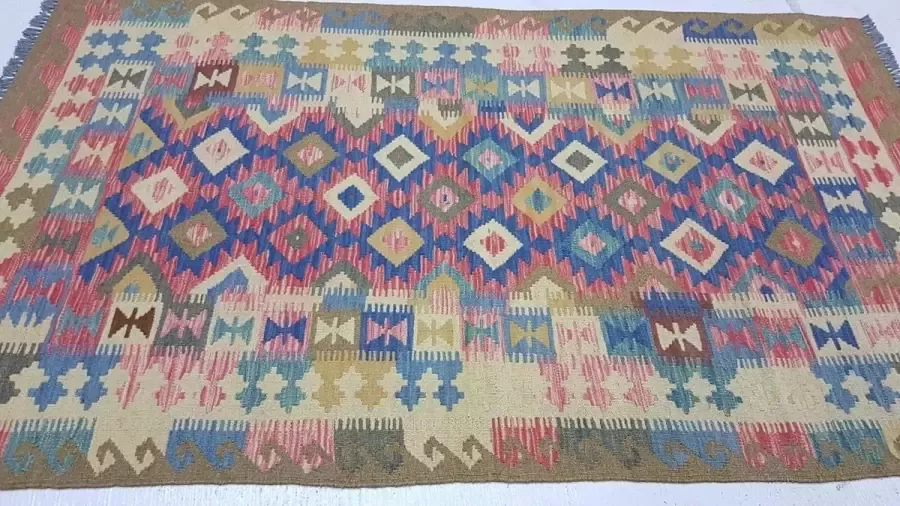 Zargar Rugs Kelim vloerkleed 115x198 Kelim tapijt Oosters vloerkleed 100% wol Handgeweven