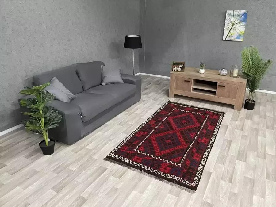 Zargar Rugs Kelim vloerkleed 130x200 Kelim tapijt Oosters vloerkleed 100% wol Handgeweven