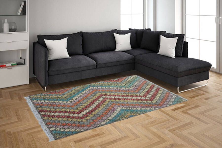 Zargar Rugs Kelim vloerkleed 132x160 Kelim tapijt Oosters vloerkleed 100% wol Handgeweven