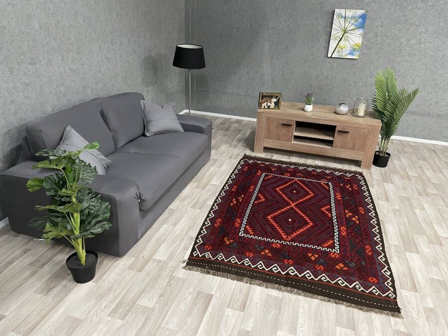 Zargar Rugs Kelim vloerkleed 136x202 Kelim tapijt Oosters vloerkleed 100% wol Handgeweven