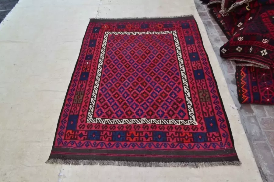 Zargar Rugs Kelim vloerkleed 140x201 Kelim tapijt Oosters vloerkleed 100% wol Handgeweven