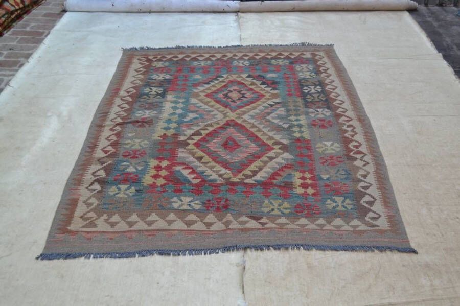 Zargar Rugs Kelim vloerkleed 143x199 Kelim tapijt Oosters vloerkleed 100% wol Handgeweven