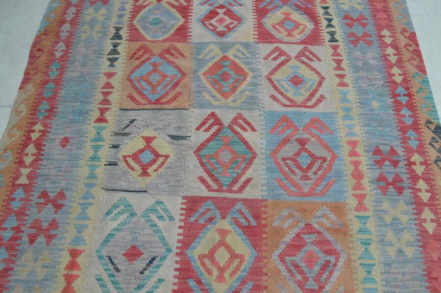 Zargar Rugs Kelim vloerkleed 146x256 Kelim tapijt Oosters vloerkleed 100% wol Handgeweven