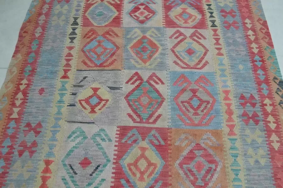 Zargar Rugs Kelim vloerkleed 146x256 Kelim tapijt Oosters vloerkleed 100% wol Handgeweven