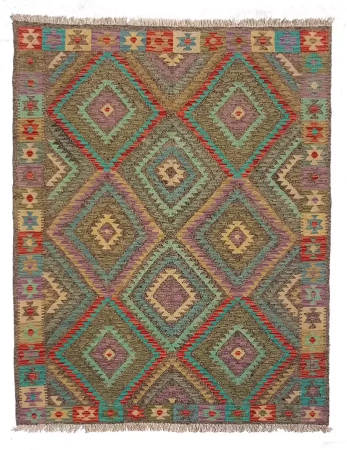 Zargar Rugs Kelim vloerkleed 150x189 Kelim tapijt Oosters vloerkleed 100% wol Handgeweven