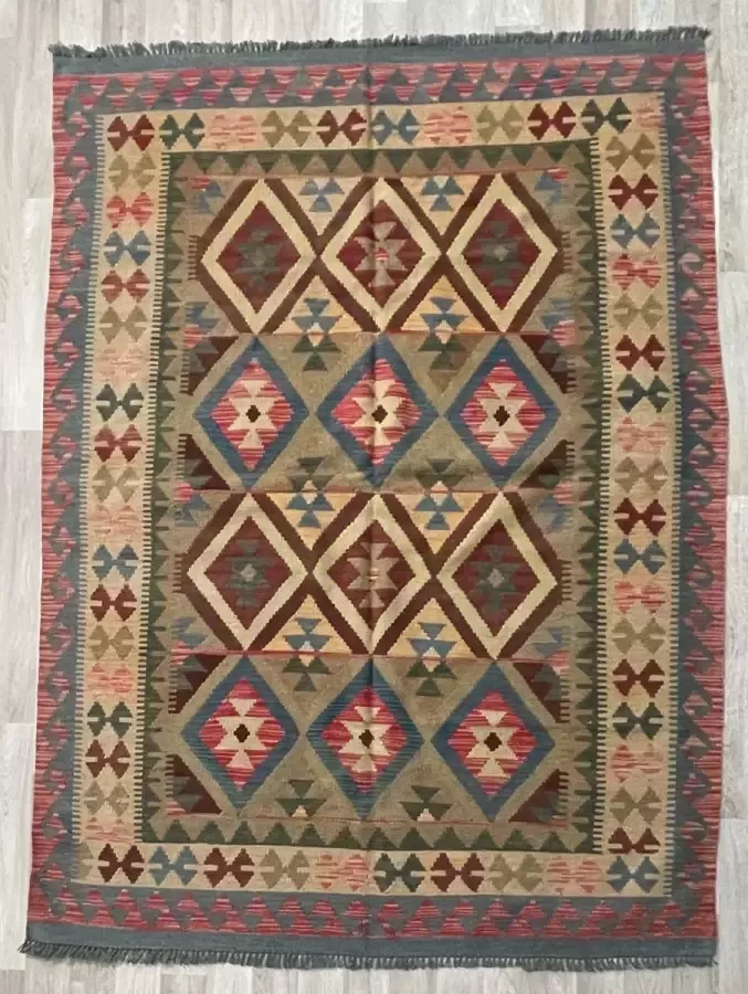 Zargar Rugs Kelim vloerkleed 150x204 Kelim tapijt Oosters vloerkleed 100% wol Handgeweven