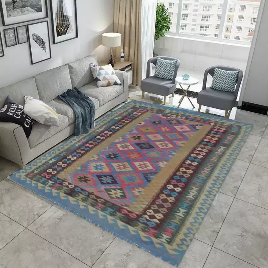 Zargar Rugs Kelim vloerkleed 150x246 Kelim tapijt Oosters vloerkleed 100% wol Handgeweven