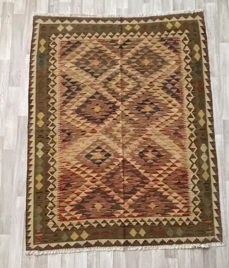 Zargar Rugs Kelim vloerkleed 151x195 Kelim tapijt Oosters vloerkleed 100% wol Handgeweven