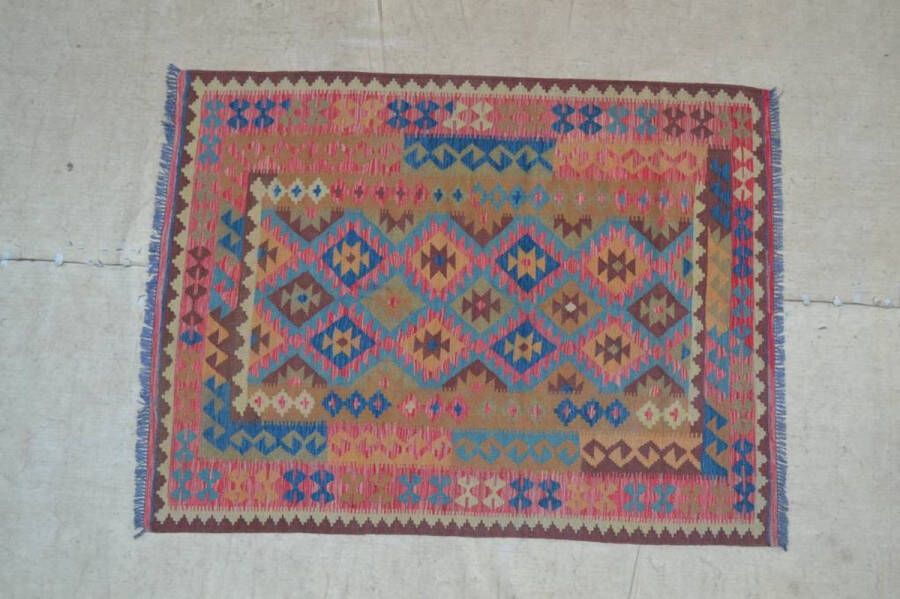 Zargar Rugs Kelim vloerkleed 151x200 Kelim tapijt Oosters vloerkleed 100% wol Handgeweven