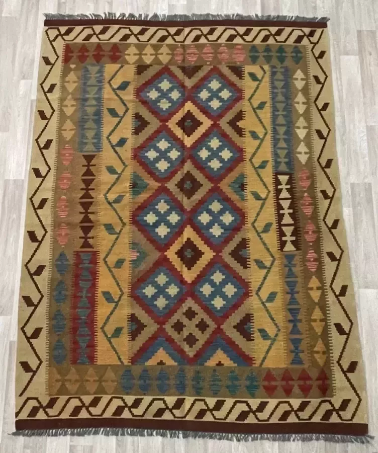 Zargar Rugs Kelim vloerkleed 151x203 Kelim tapijt Oosters vloerkleed 100% wol Handgeweven