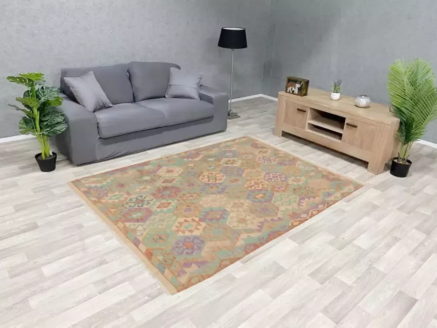 Zargar Rugs Kelim vloerkleed 152x199 Kelim tapijt Oosters vloerkleed 100% wol Handgeweven