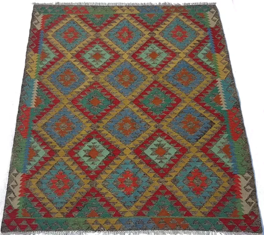 Zargar Rugs Kelim vloerkleed 153x193 Kelim tapijt Oosters vloerkleed 100% wol Handgeweven