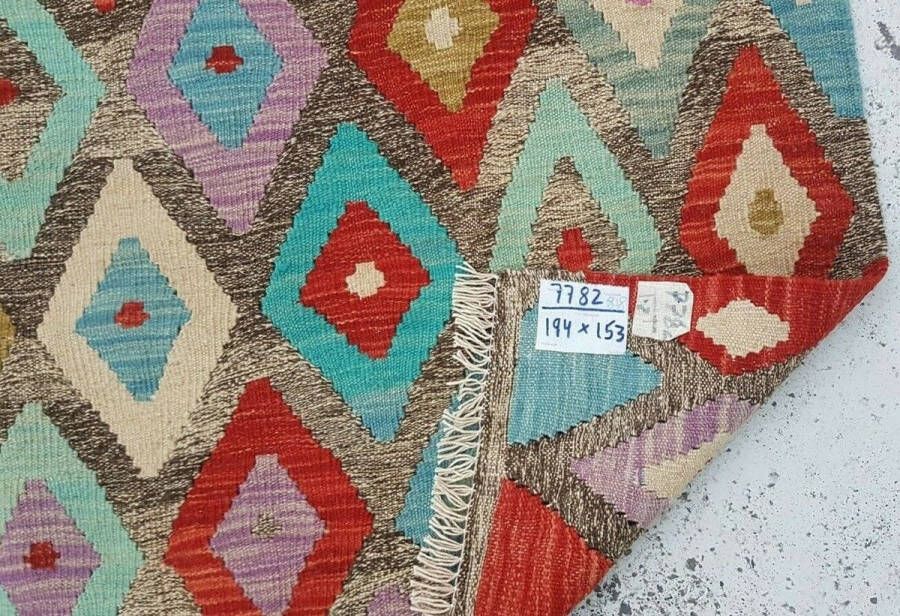 Zargar Rugs Kelim vloerkleed 153x194 Kelim tapijt Oosters vloerkleed 100% wol Handgeweven