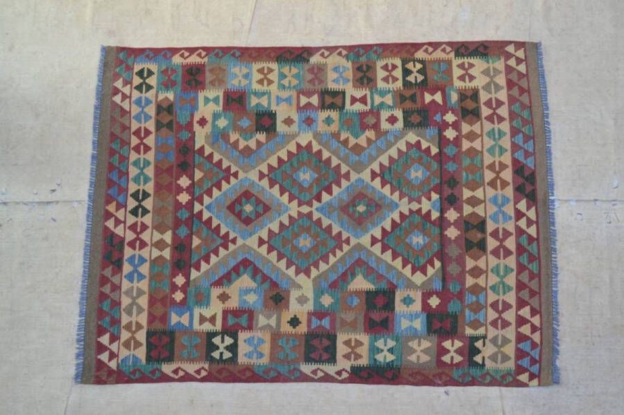 Zargar Rugs Kelim vloerkleed 153x200 Kelim tapijt Oosters vloerkleed 100% wol Handgeweven