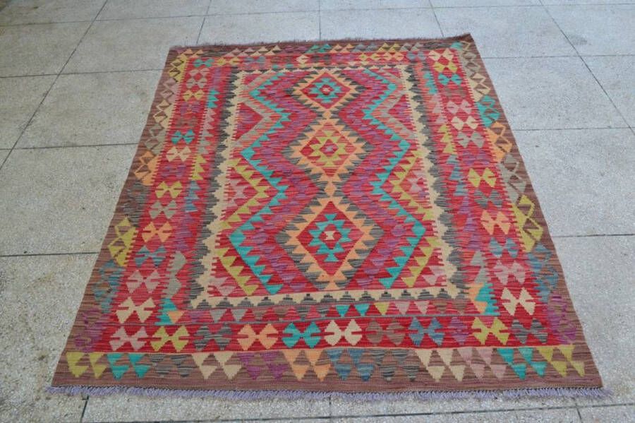 Zargar Rugs Kelim vloerkleed 153x200 Kelim tapijt Oosters vloerkleed 100% wol Handgeweven