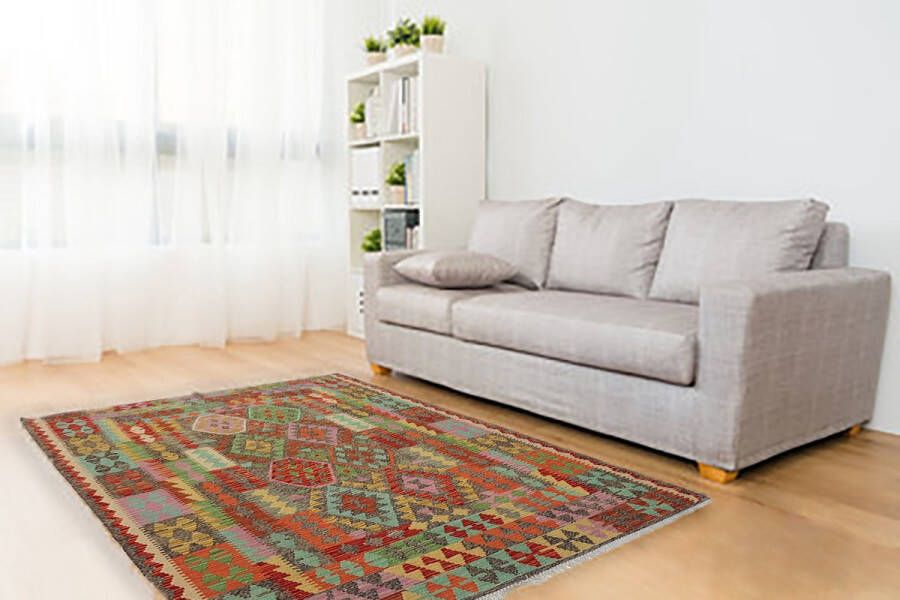 Zargar Rugs Kelim vloerkleed 154x200 Kelim tapijt Oosters vloerkleed 100% wol Handgeweven