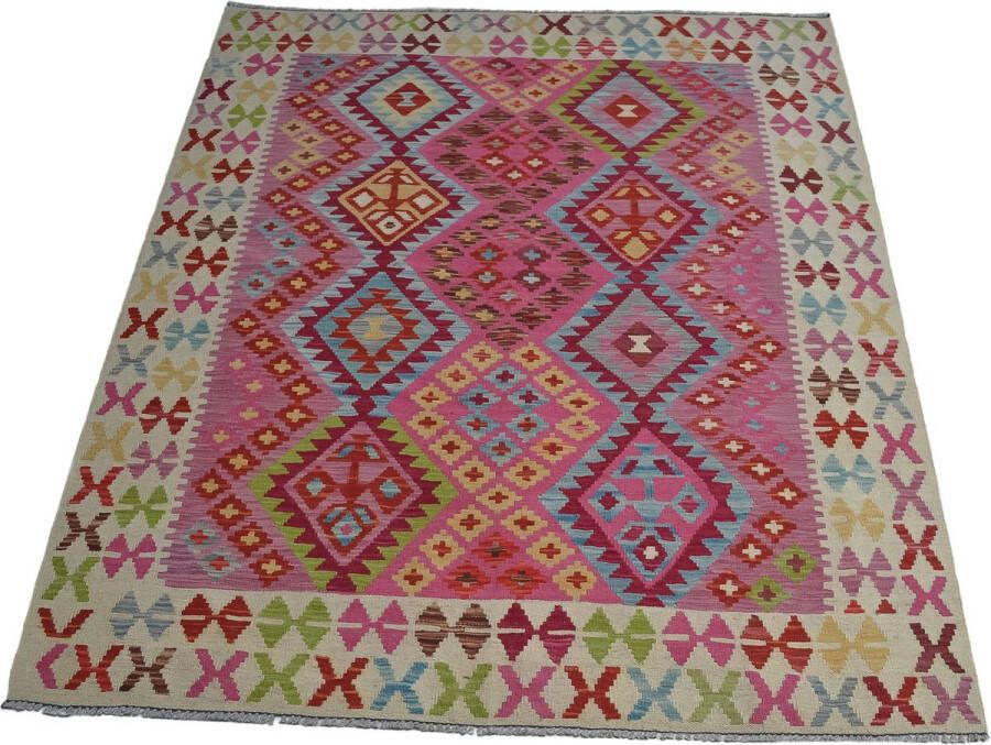 Zargar Rugs Kelim vloerkleed 155x192 Kelim tapijt Oosters vloerkleed 100% wol Handgeweven