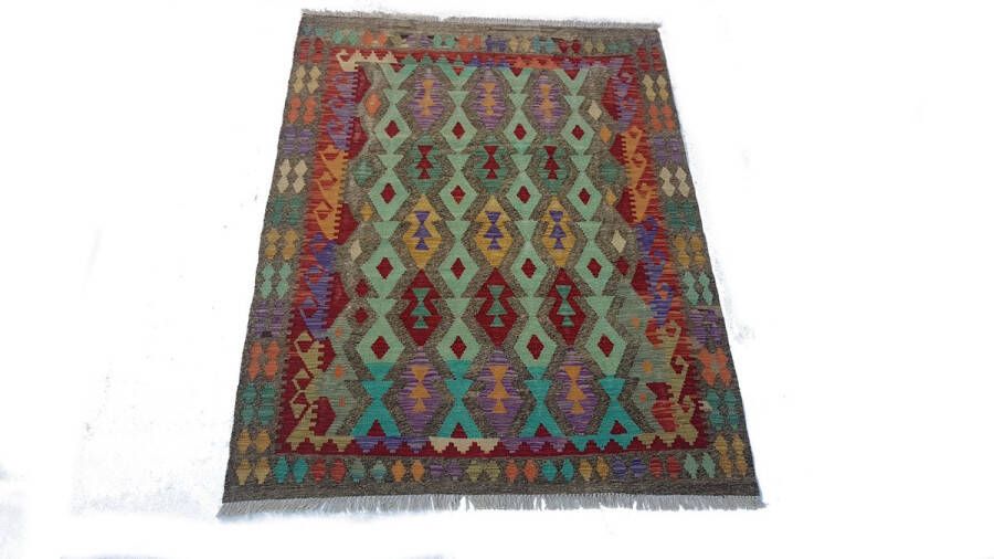 Zargar Rugs Kelim vloerkleed 156x201 Kelim tapijt Oosters vloerkleed 100% wol Handgeweven