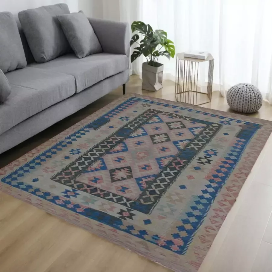 Zargar Rugs Kelim vloerkleed 157x245 Kelim tapijt Oosters vloerkleed 100% wol Handgeweven