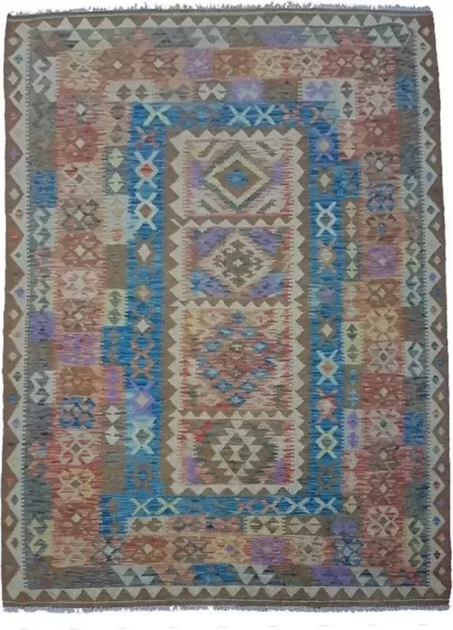 Zargar Rugs Kelim vloerkleed 161x245 Kelim tapijt Oosters vloerkleed 100% wol Handgeweven