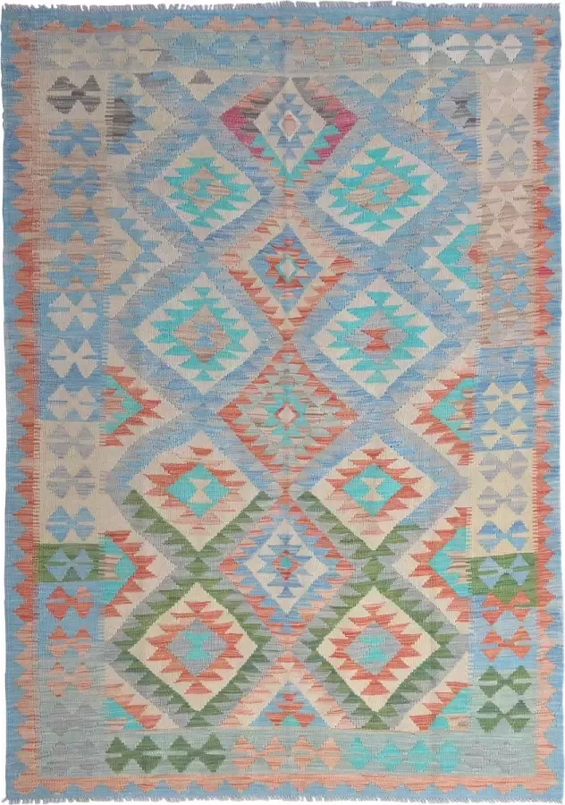 Zargar Rugs Kelim vloerkleed 164x233 Kelim tapijt Oosters vloerkleed 100% wol Handgeweven