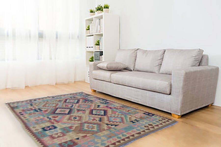 Zargar Rugs Kelim vloerkleed 164x248 Kelim tapijt Oosters vloerkleed 100% wol Handgeweven