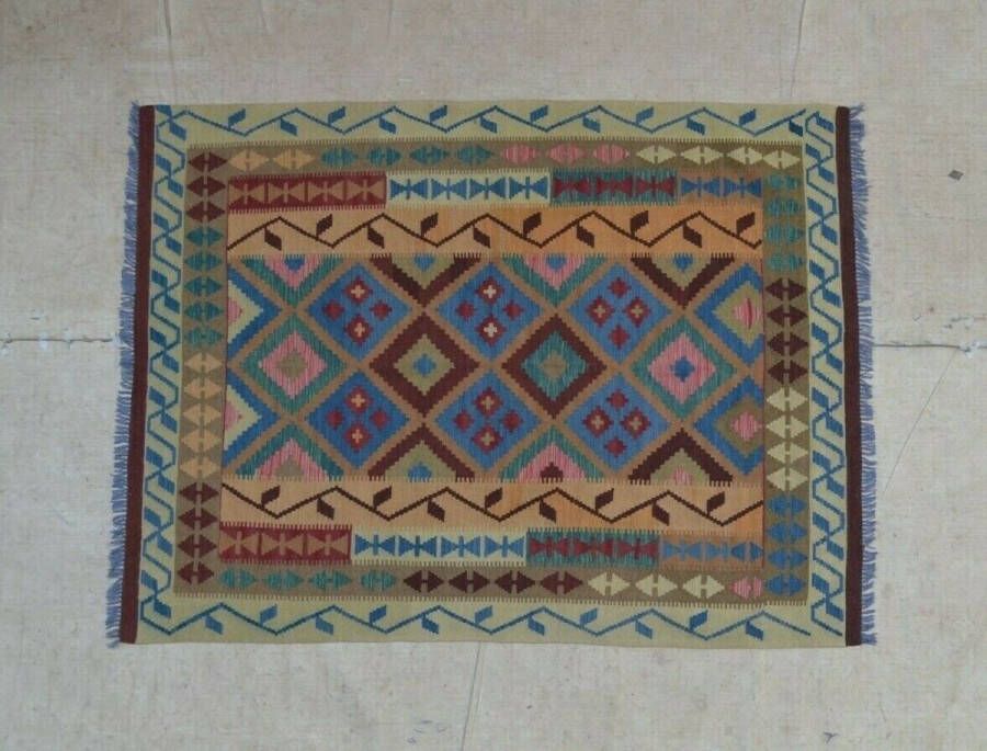 Zargar Rugs Kelim vloerkleed 167x207 Kelim tapijt Oosters vloerkleed 100% wol Handgeweven