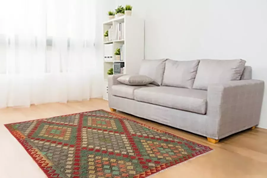 Zargar Rugs Kelim vloerkleed 169x233 Kelim tapijt Oosters vloerkleed 100% wol Handgeweven