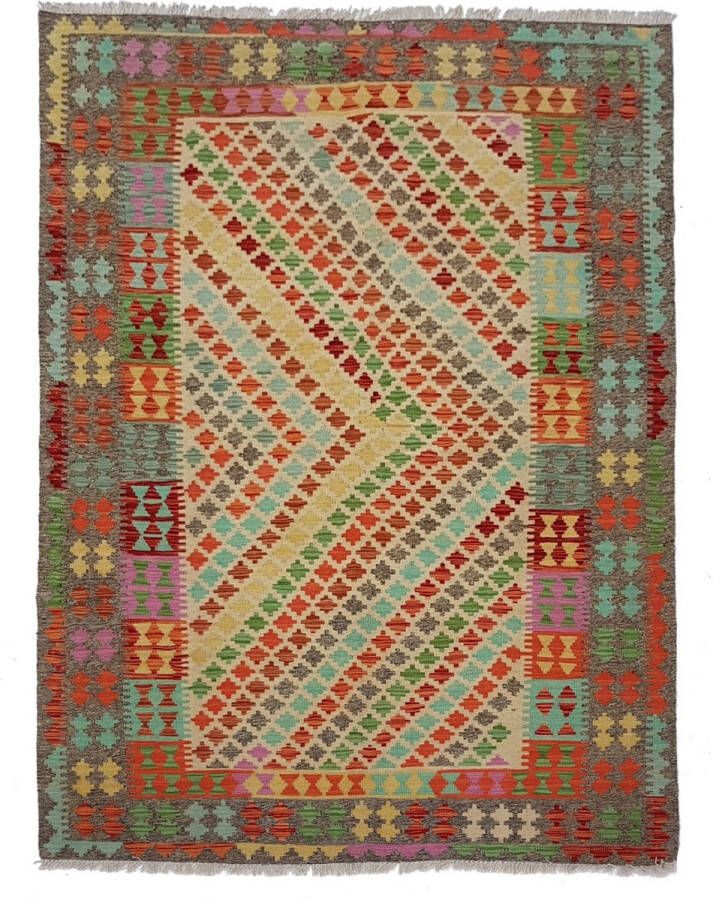 Zargar Rugs Kelim vloerkleed 174x237 Kelim tapijt Oosters vloerkleed 100% wol Handgeweven