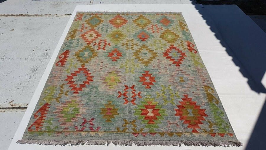 Zargar Rugs Kelim vloerkleed 174x243 Kelim tapijt Oosters vloerkleed 100% wol Handgeweven