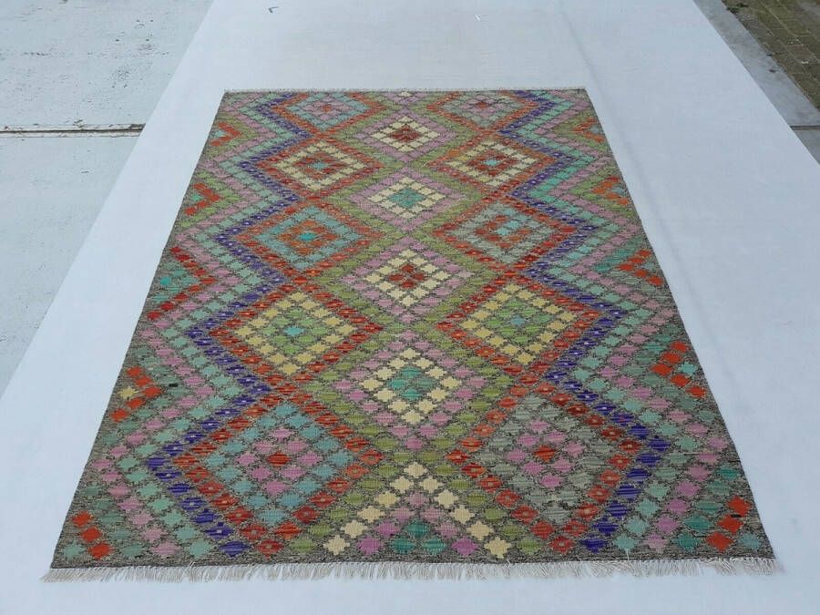 Zargar Rugs Kelim vloerkleed 175x230 Kelim tapijt Oosters vloerkleed 100% wol Handgeweven