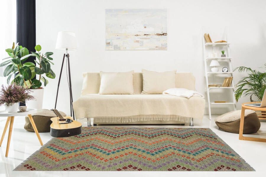 Zargar Rugs Kelim vloerkleed 177x249 Kelim tapijt Oosters vloerkleed 100% wol Handgeweven