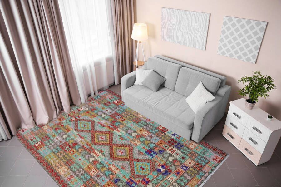 Zargar Rugs Kelim vloerkleed 184x255 Kelim tapijt Oosters vloerkleed 100% wol Handgeweven