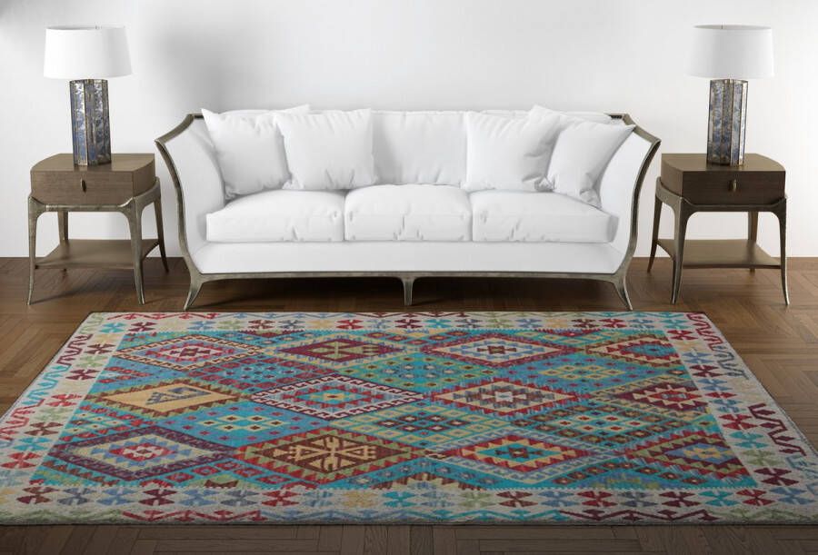 Zargar Rugs Kelim vloerkleed 187x233 Kelim tapijt Oosters vloerkleed 100% wol Handgeweven