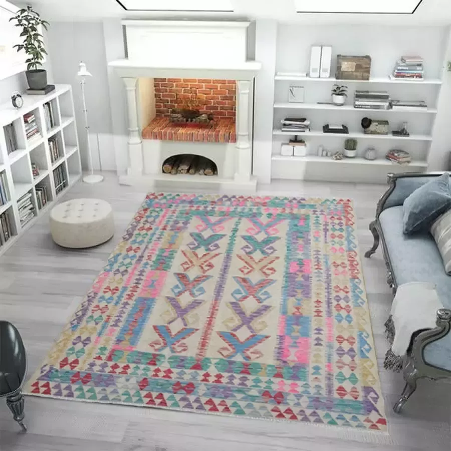 Zargar Rugs Kelim vloerkleed 187x238 Kelim tapijt Oosters vloerkleed 100% wol Handgeweven