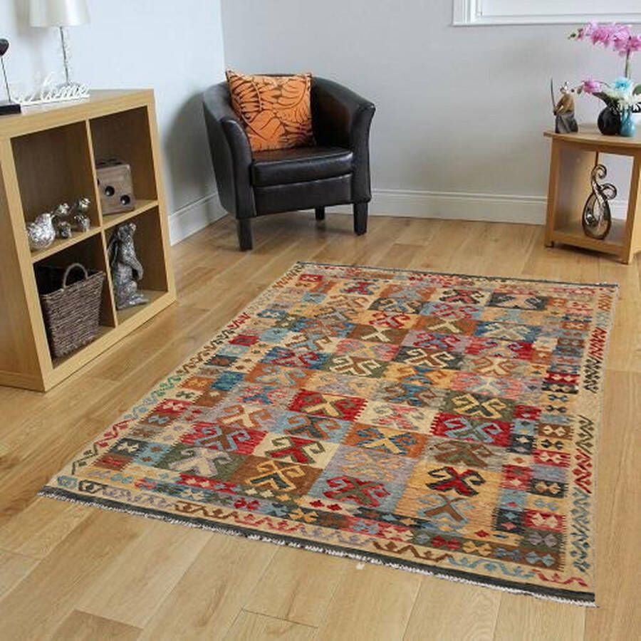 Zargar Rugs Kelim vloerkleed 187x296 Kelim tapijt Oosters vloerkleed 100% wol Handgeweven