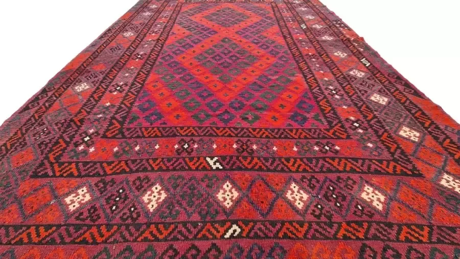 Zargar Rugs Kelim vloerkleed 188x296 Kelim tapijt Oosters vloerkleed 100% wol Handgeweven