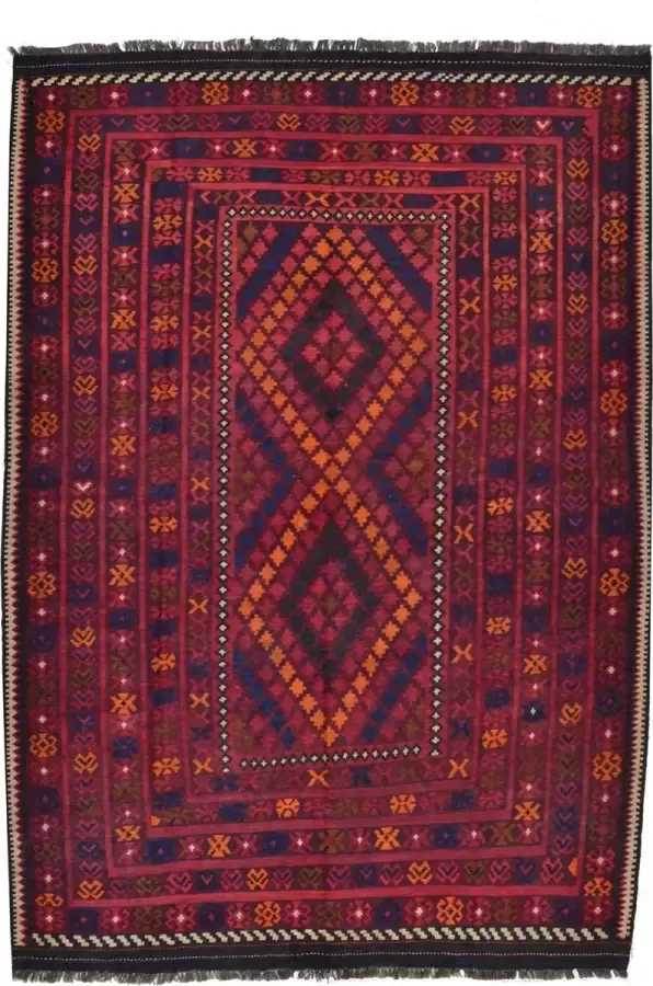 Zargar Rugs Kelim vloerkleed 191x299 Kelim tapijt Oosters vloerkleed 100% wol Handgeweven