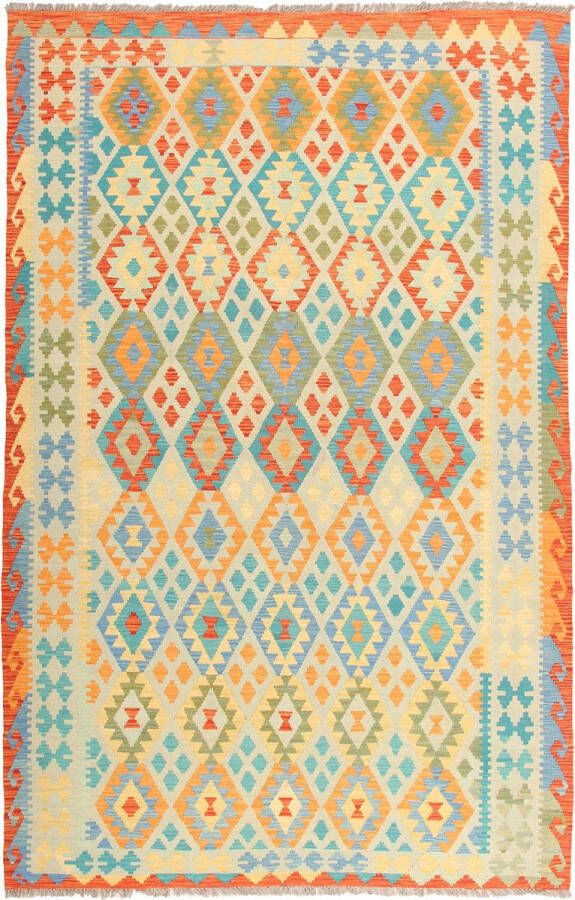 Zargar Rugs Kelim vloerkleed 192x295 Kelim tapijt Oosters vloerkleed 100% wol Handgeweven