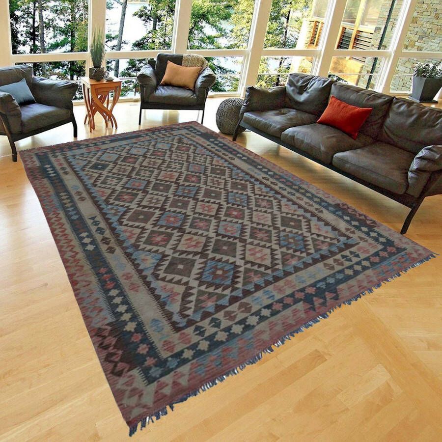 Zargar Rugs Kelim vloerkleed 192x303 Kelim tapijt Oosters vloerkleed 100% wol Handgeweven