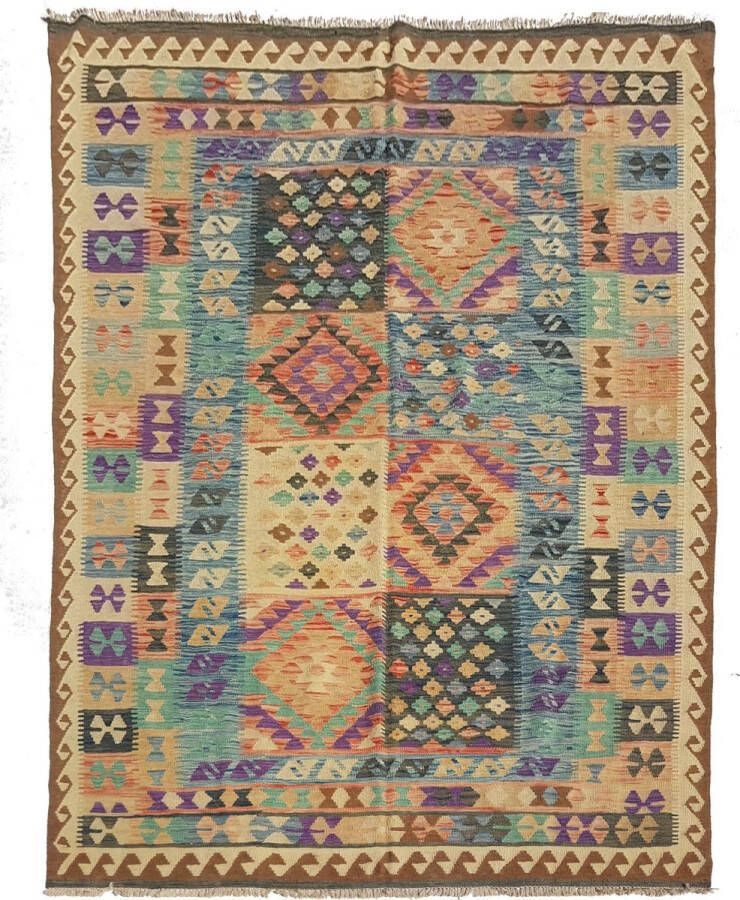 Zargar Rugs Kelim vloerkleed 195x295 Kelim tapijt Oosters vloerkleed 100% wol Handgeweven